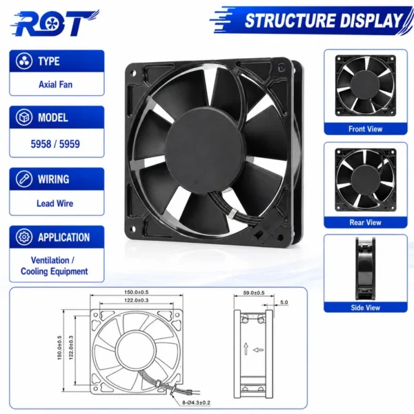 Axial Compact Cooling Fan, 5959, 127mm - view 2
