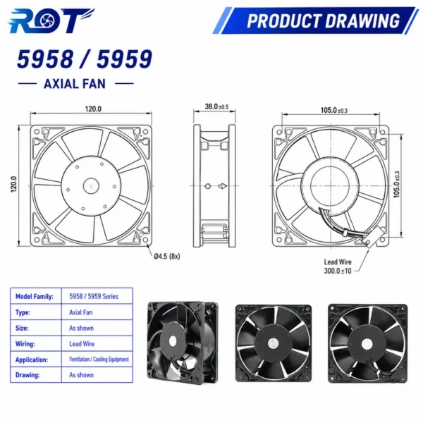 Axial Compact Cooling Fan, 5959, 127mm - view 3