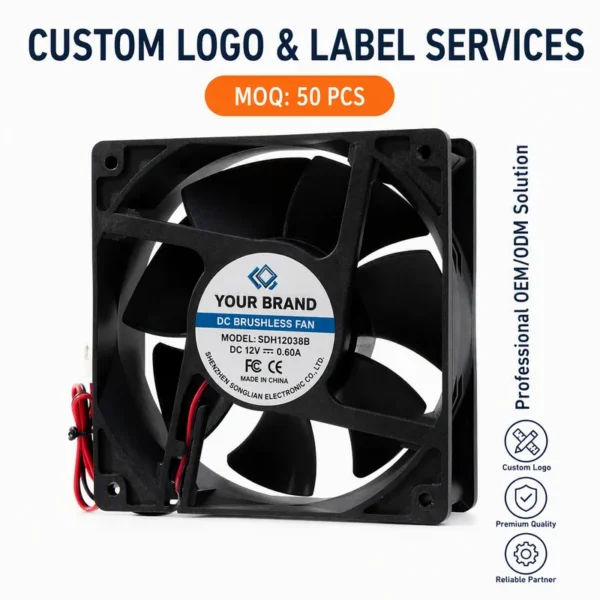 Axial Cooling Fan, 12038, 4inc, 120x120x38mm, 12V - view 3