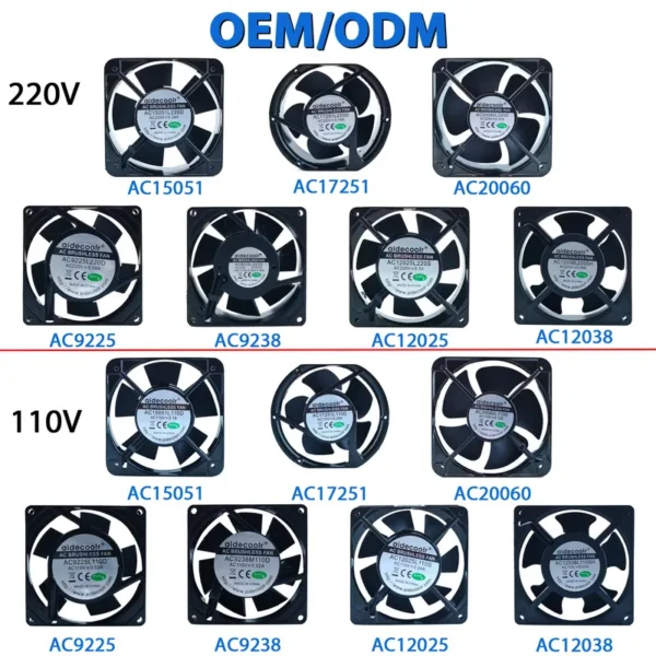 Axial Cooling Fan, 120x120x38mm, 110V, CNC - view 3