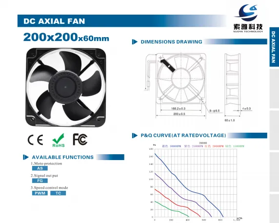 Axial Cooling Fan, 200mm, 20060, 200x200x60mm, Brushless - view 4