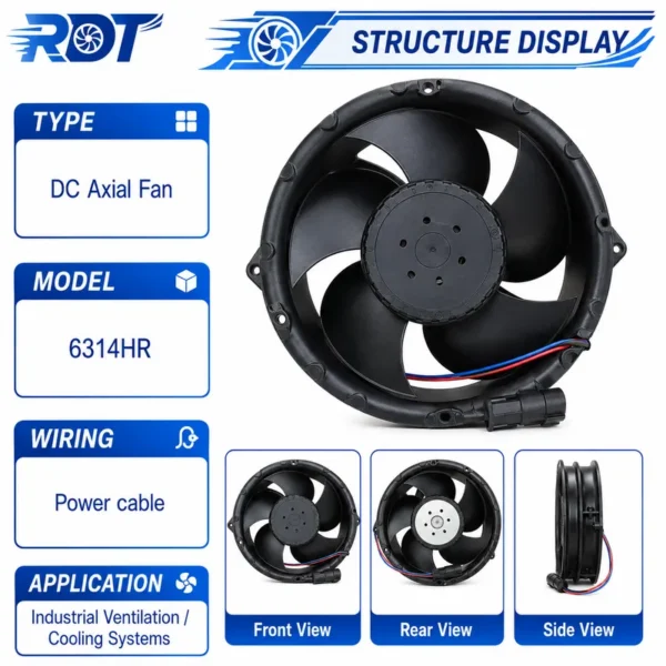 Axial Cooling Fan, 24V, 6314HR, 172mm, Inverter - view 2