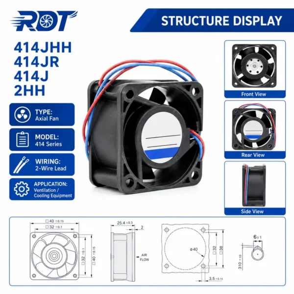 Axial Cooling Fan, 414JR, 24V, 40mm, 4025 - view 3
