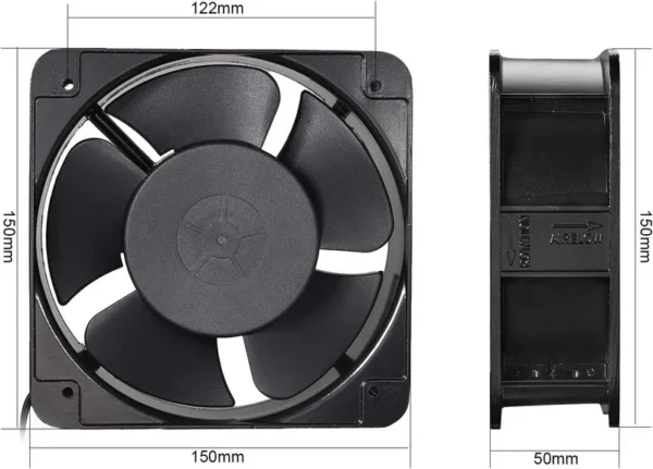 Axial Cooling Fan, 6inch, 150x150x50mm, 220V, 110V - view 3