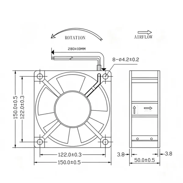 Axial Cooling Fan, 6inch, 150x150x50mm, 220V, 110V - view 4