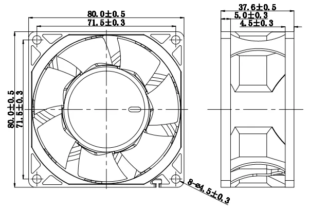 Axial Cooling Fan, 80x80x38mm, 110-220 - view 3