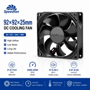 Axial Cooling Fan, 92x92x25mm, 12V, 24V, 48V