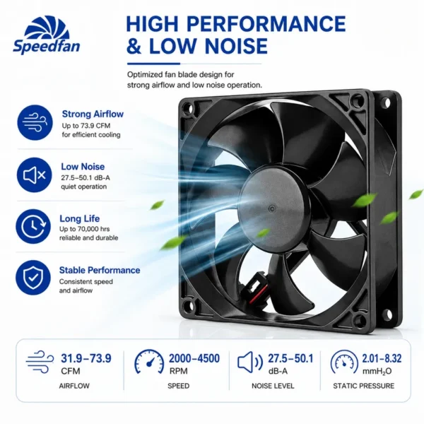 Axial Cooling Fan, 92x92x25mm, 12V, 24V, 48V - view 2