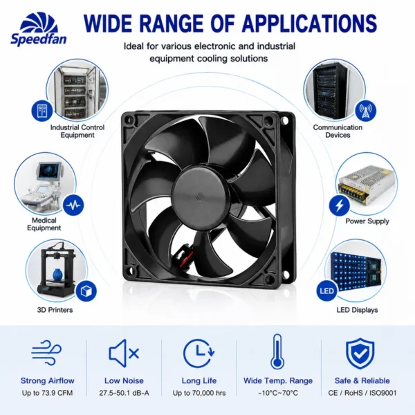 Axial Cooling Fan, 92x92x25mm, 12V, 24V, 48V - view 6
