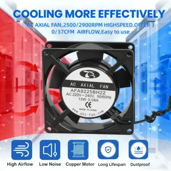 Axial Cooling Fan, IP68, Waterproof, 92x92x25mm, Aluminum - view 3
