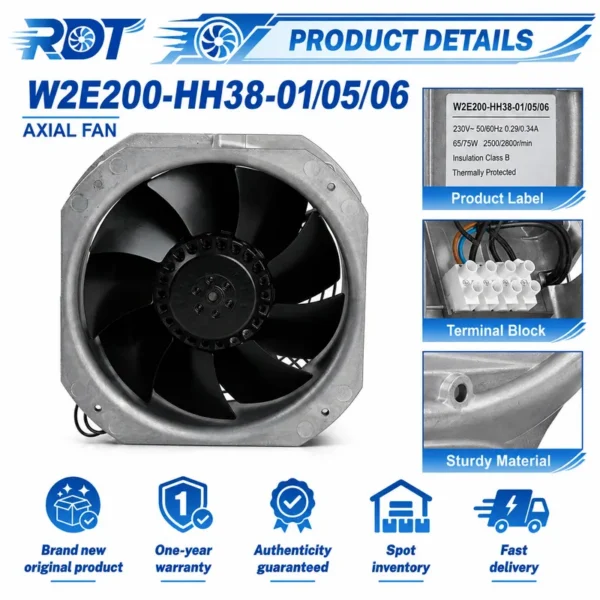 Axial Cooling Fan, W2E200-HH38-05, 230VAC, 80W, 2800RPM - view 5