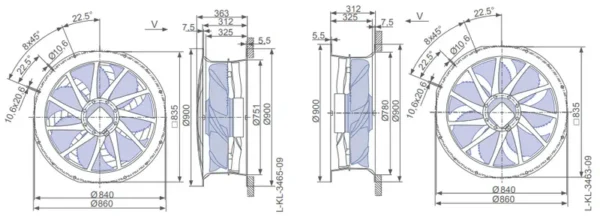 Axial Cooling Fan, ZN080-ZlL.GL.V7P3, 380V-480V - view 3