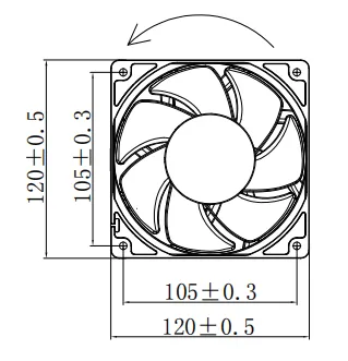 Axial Fan, 120x120x38mm, 12V, IP55, Waterproof - view 5