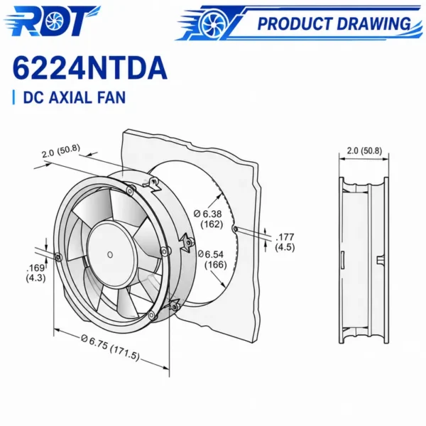 Axial Fan, 6224NTDA, Brushless - view 3