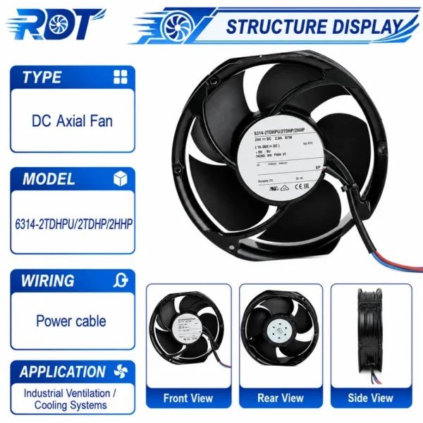 Axial Fan, 6314-2TDHPU/2TDHP/2HHP, 172mm, 24V - view 2