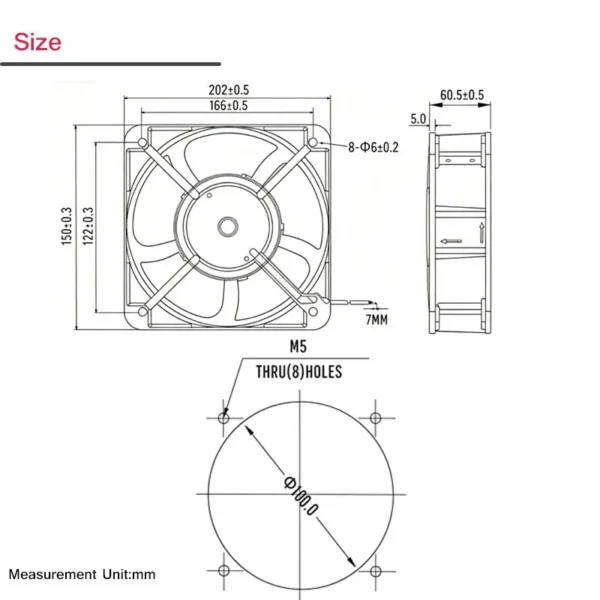 Axial Fan, 63Pa, IP34, 230VAC, 200mm - view 2