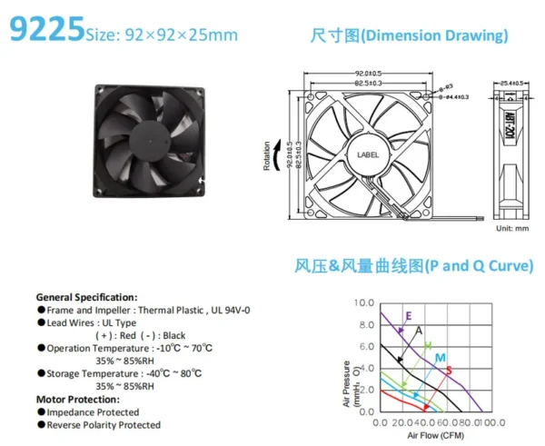 Axial Fan, 92x92x25mm, 12V, 24V - view 3
