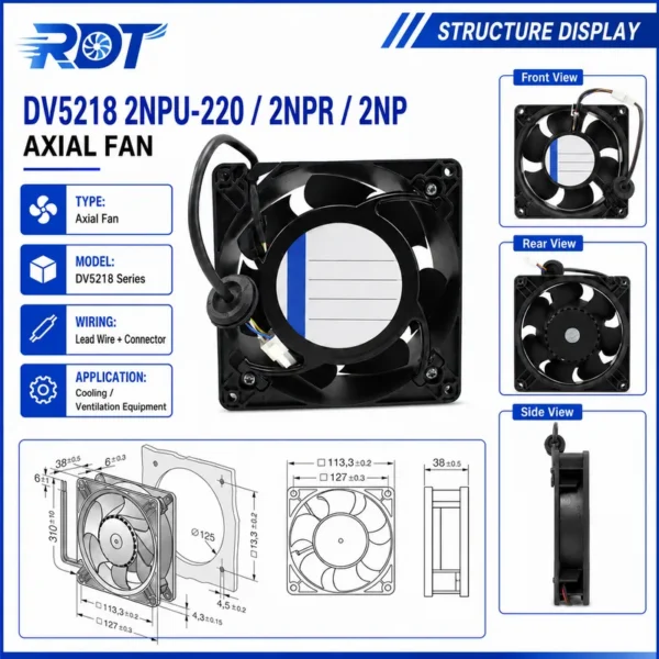 Axial Fan, DV5218/2NPR, 48V, 127mm, 12738 - view 3