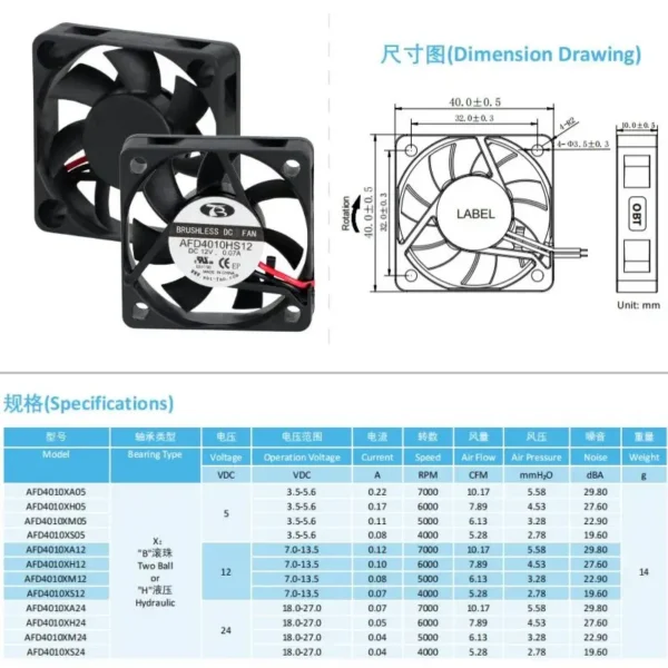 Axial Fan, IP68, Waterproof, 5.28CFM, 6.0mmH2O - view 2