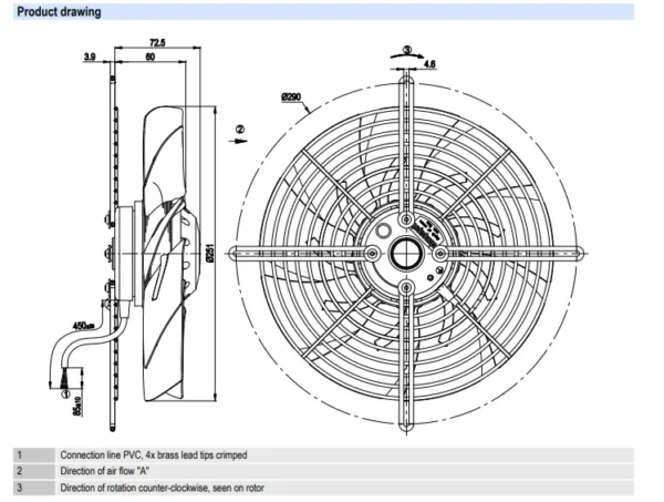 Axial Fan, S2E250-BM06-01, 230V - view 4