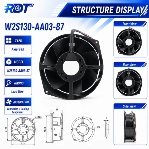 Axial Fan, W2S130-AA03-87, 230V, 45W, 150mm - view 2