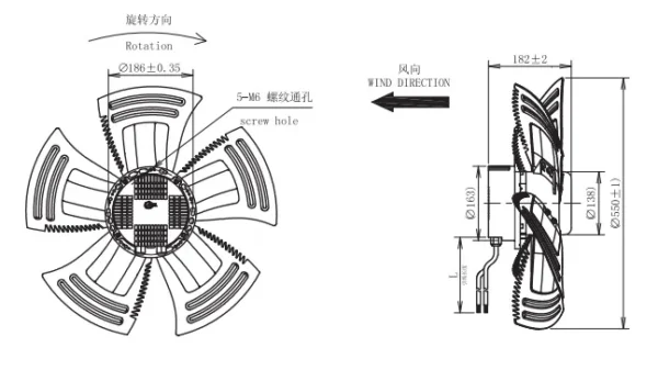 Axial Flow Blower, AFL, A3P550-EC137-053, Aluminum, 3-Year - view 6