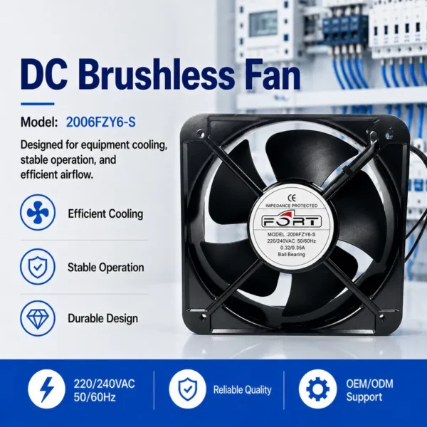 Axial Flow Cooling Fan, 20060mm, 2006FZY6-S, FORT, 220V - view 2