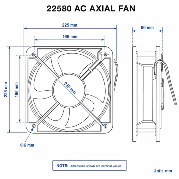 Axial Flow Cooling Fan, 20060mm, 2006FZY6-S, FORT, 220V - view 3