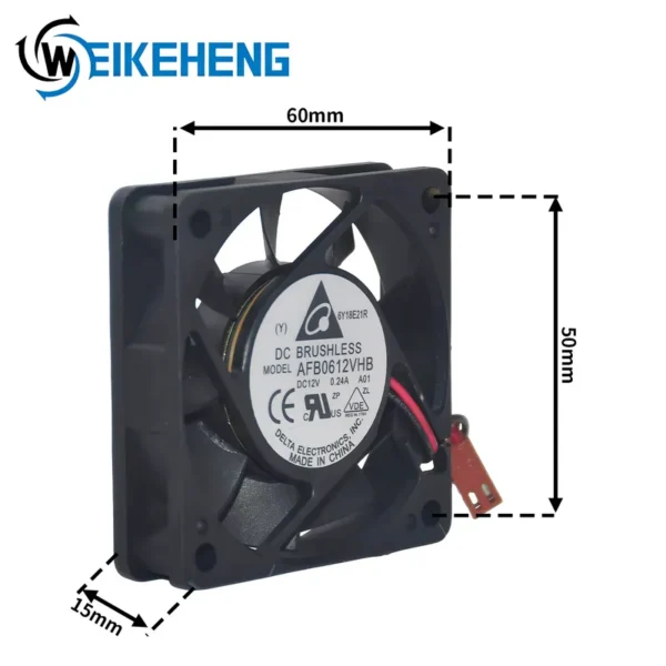 Axial Flow Cooling Fan, 6015, 12V, AFB0612VHB, Inverter - view 3