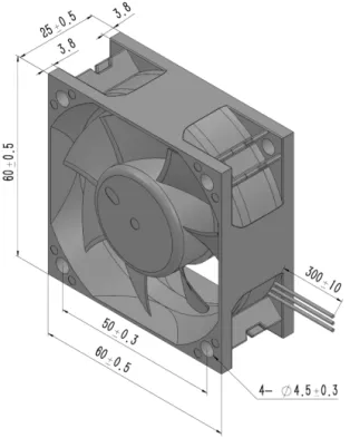 Axial Flow Cooling Fan, Brushless, 60x60x25mm, 12V, IP55/IP68 - view 3