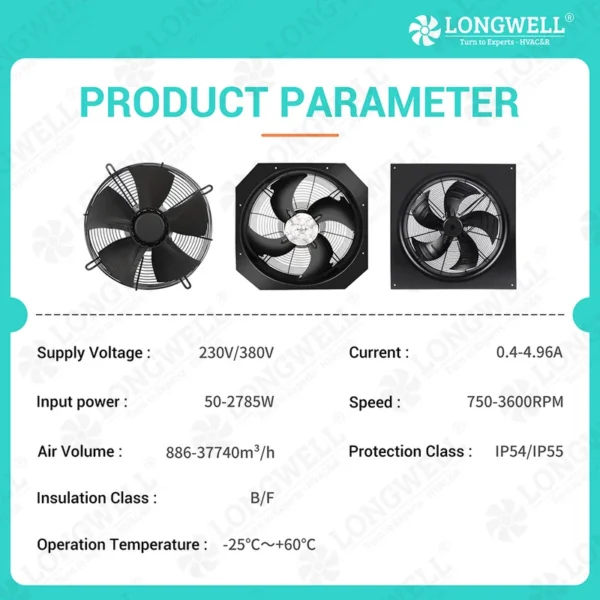 Axial Flow Cooling Fan, LONGWELL, HVAC, 630mm - view 6