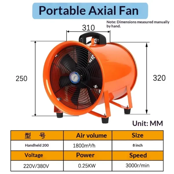 Axial Flow Exhaust Fan, Portable, Explosion-Proof, 380V/220V - view 6