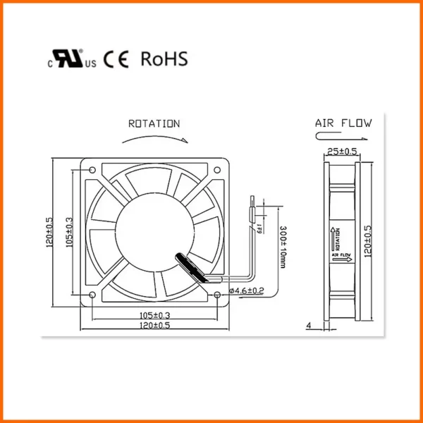 Axial Flow Fan, 120mm, 110V, 220V, IP65/IP68 - view 5