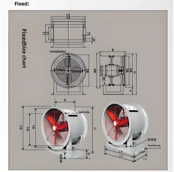 Axial Flow Fan, 220 V, Electric - view 3