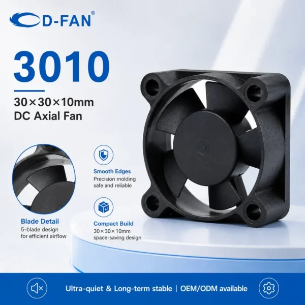 Axial Flow Fan, 3010, 5V/12V, 30mm, Plastic - view 4