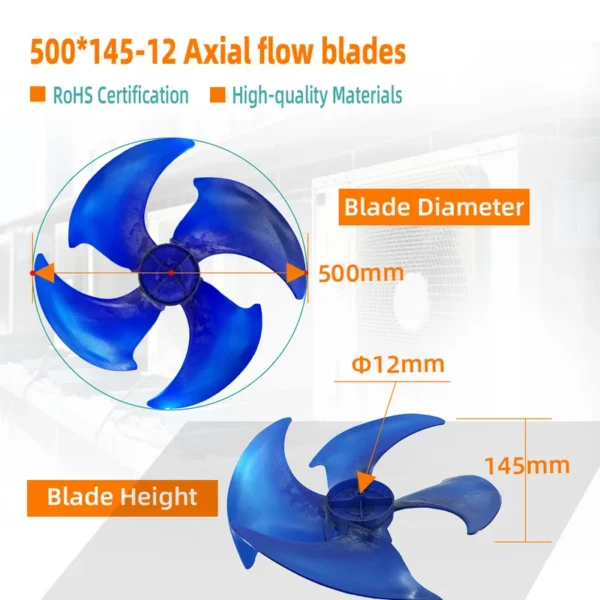 Axial Flow Fan, 4-blade, Plastic, 500*145*12-4 - view 2