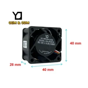 Axial Flow Fan, 40x40x28mm, Brushless, PBT, 12V