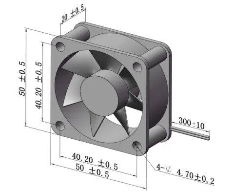 Axial Flow Fan, 5020, 12/24V, PBT, IP55/IP68 - view 3