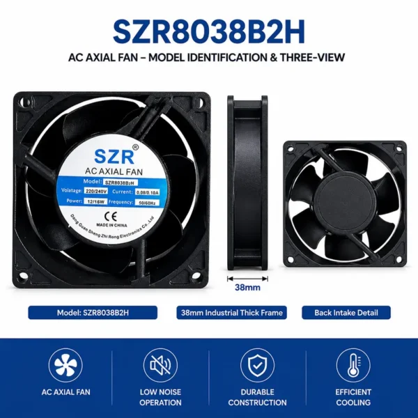 Axial Flow Fan, 8038, 110/220/380V, 80x80x38mm - view 2