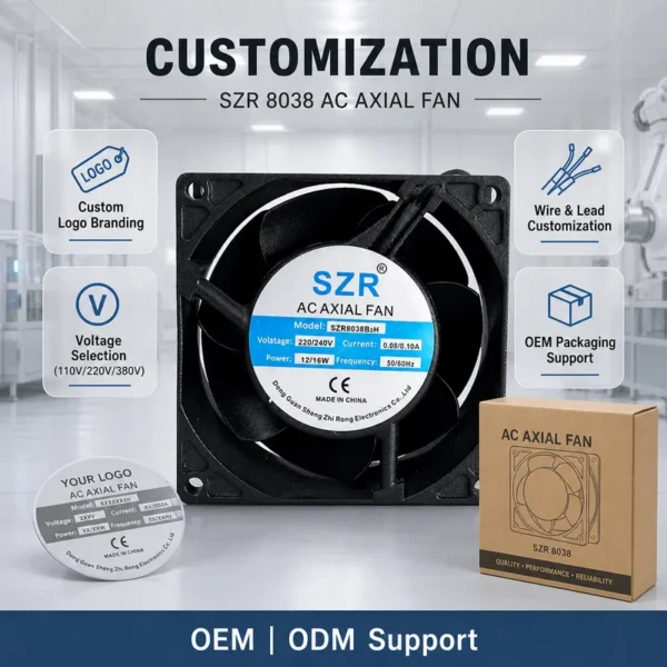 Axial Flow Fan, 8038, 110/220/380V, 80x80x38mm - view 3