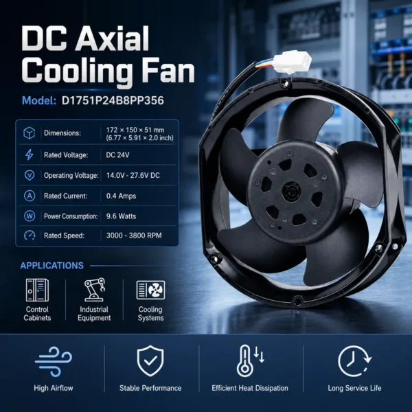 Axial Flow Fan, D1751P24B8PP356, 17251, 24V, 0.4A - view 2