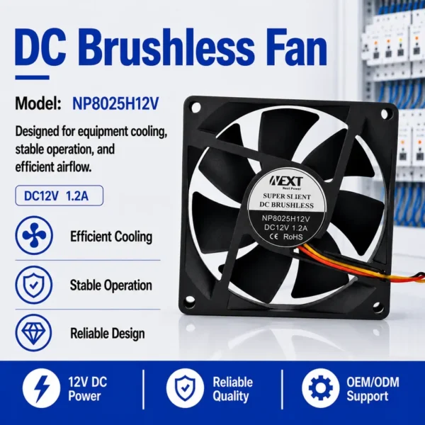 Axial Flow Fan, NEXT, NP8025H12V, 12V, 1.2A - view 2