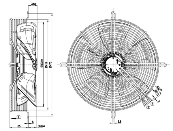 Axial Flow Fan, S3G400-LC22-51, IP54, Waterproof - view 3