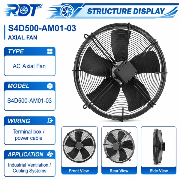 Axial Flow Fan, S4D500-AM03-01, 400V, 720W, 1.41A - view 2