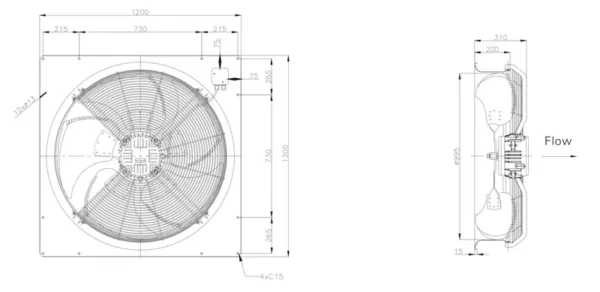 Axial Flow Fan, SANXIN, 2000W, 720RPM - view 2