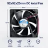 Axial Flow Fan, SZR9225, 5/12/24/48V, 92x92x25mm, 2000-5000RPM