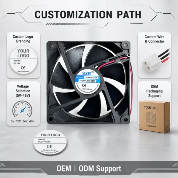 Axial Flow Fan, SZR9225, 5/12/24/48V, 92x92x25mm, 2000-5000RPM - view 3