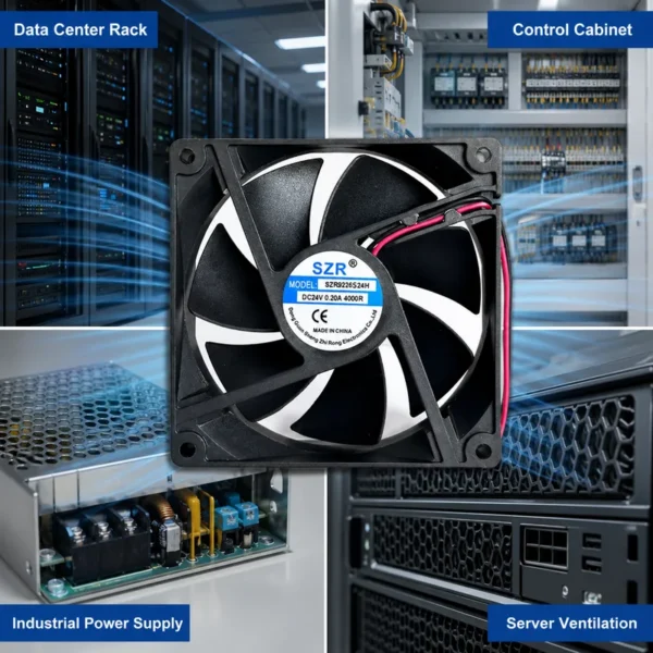 Axial Flow Fan, SZR9225, 5/12/24/48V, 92x92x25mm, 2000-5000RPM - view 4