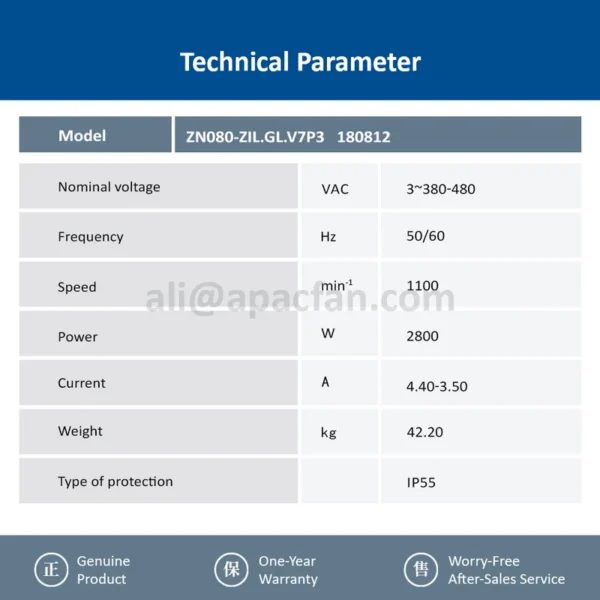 Axial Flow Fan, ZIEHL, ABEGG, ZN080-ZIL.GL.V7P3, 180812 - view 5