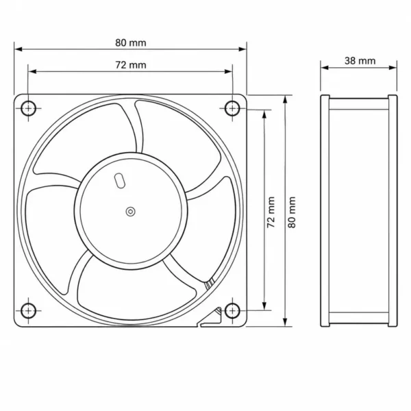 Axial Inverter Cooling Fan, 12V, 27.60W, EC24V, 48V - view 3